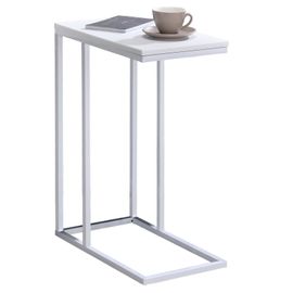 Bout De Canapé Debora Table D'appoint Table À Café Table Basse De Salon Cadre En Métal Blanc Plateau Rectangulaire En Mdf Blanc Mat