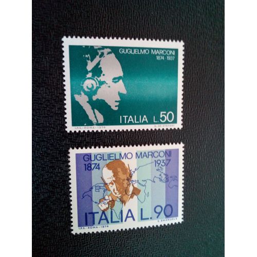 Timbre Italie Yt 1173 - 1174 Séries: Décès De Guglielmo Marconi 1974 ( 090904 )