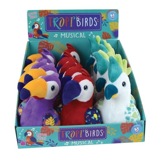 Cijep PELUCHE MUSICALE OISEAUX EXOTIQUES 15 CM