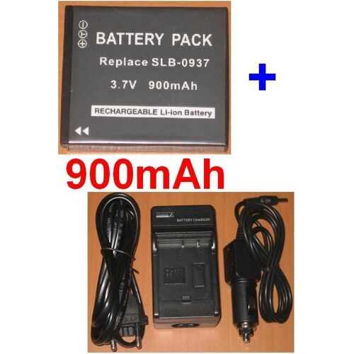 Chargeur + Batterie 3.7V 900mAh de remplacement pour Samsung SLB-0937