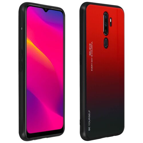 Coque Oppo A5 2020 et A9 2020 Design Dégradé Brillant Rigide Contour Gel Rouge