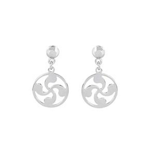 Boucles D'oreilles Crochet Argent Rhodié Croix Basque 10mm