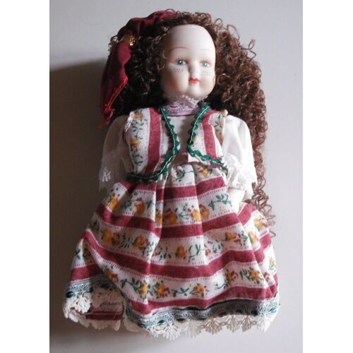 Poupée Porcelaine Cheveux Bouclés Et Longs