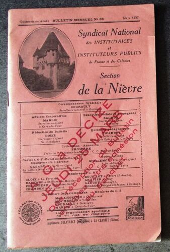Bulletin Mensuel Syndicat National Des Institutrices Et Instituteurs Publics Section De La Nièvre