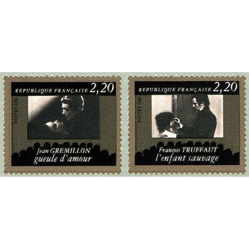 France 1986, Cinquantenaire De La Cinémathèque Française, Très Beaux Timbres Neufs** Luxe Yvert 2440, Jean Grémillon, Gueule D'amour Et 2442, François Truffaut, L'enfant Sauvage.