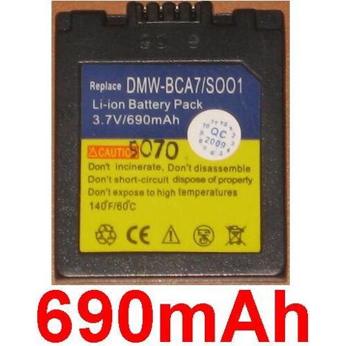 Batterie 3.7V 690mAh de remplacement pour DMW-BCA7 S001