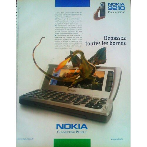 Publicité Ancienne (Février 2002) Pour Le Téléphone Ordinateur " Nokia 9210 Communicator "