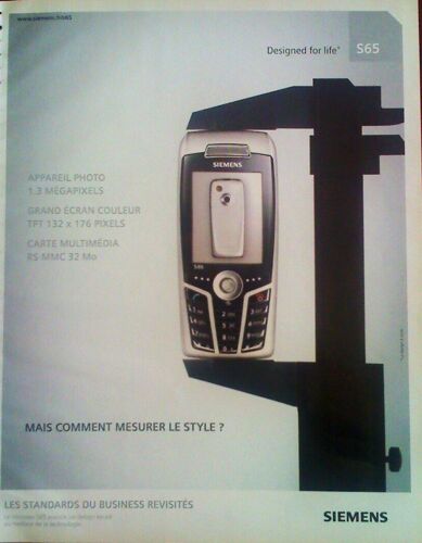 Publicité Ancienne (Décembre 2004) Pour Le Téléphone " S65 De Siemens "