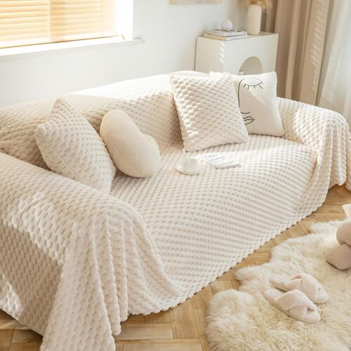 Housse de canapé d'angle, serviette de canapé en peluche douce, Protection de meubles, antidérapante, pour chats et chiens capricieux