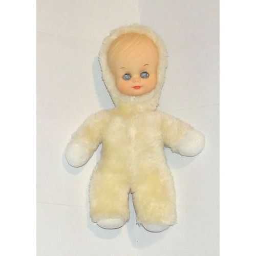 Poupon Bébé Jaune Doudou Poupée De Chiffon Vintage Nounours 28 Cm