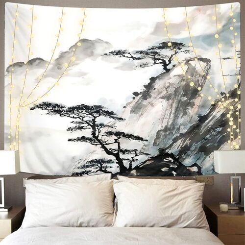 Tapisserie Tenture Murale Paysage Chinois Asiatique Paysage Arbre De Montagne Décoration De La Maison Tenture Murale Chambre Art Mural 150 X 100 Cm