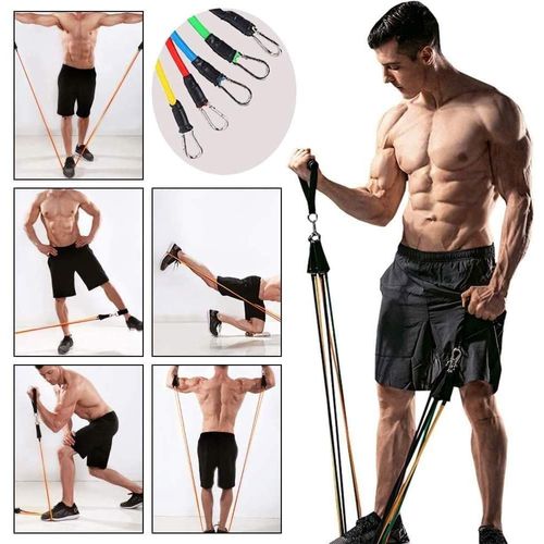 Pull Up Fitness-Bandes De Résistance/Elastique Musculation Set 5 Bandes, Poignées, Ancre De Porte, Sangles Pied, Yoga,Gym Entraînement, Musculation