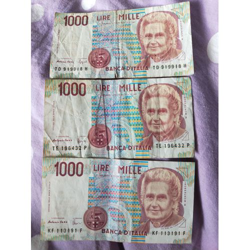 Lot De 3 Billets 1 000 Lire Italie 1990
