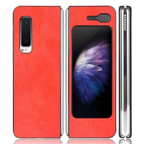 Rétro Étui Pour Samsung Galaxy Fold 4g/5g Rétro Housse De Protection Modèle De Litchi Compatibilité Anti Éraflure - Rouge