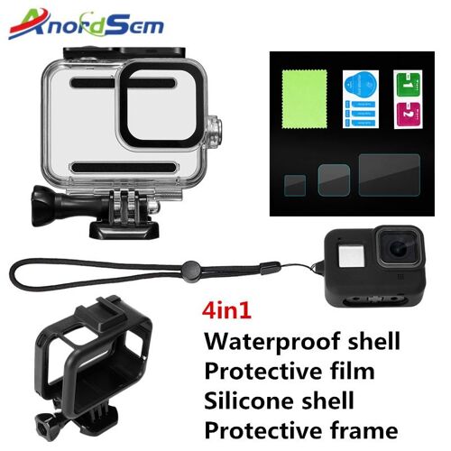 2020 nouveaux accessoires ensemble pour Gopro Hero 8 coque étanche + film de protection + coque en Silicone + monture de cadre de protection