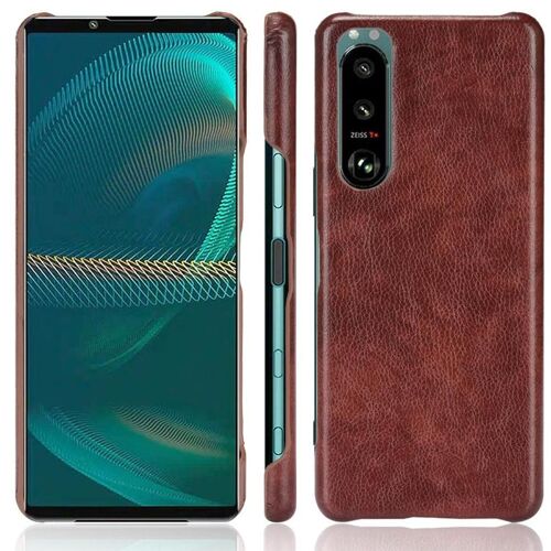 Rétro Étui Pour Sony Xperia 5 Iii Compatibilité Anti Éraflure Housse De Protection Rétro Modèle De Litchi - Le Brun