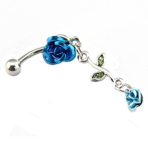 Romantique 2-Rose Connecté Pendaison Ventre Anneau Mode Nombril Bouton Bijoux Cadeau 