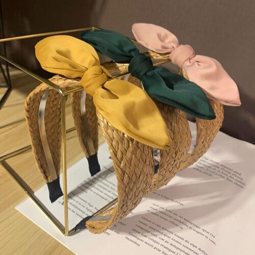 Bandeau En Paille Avec Noeud Noué Pour Femme Bandeau Avec Noeud Noué Et Bandeau Couvre-Chef Accessoire Pour Coiffure Décor Cadeau Pour Femme