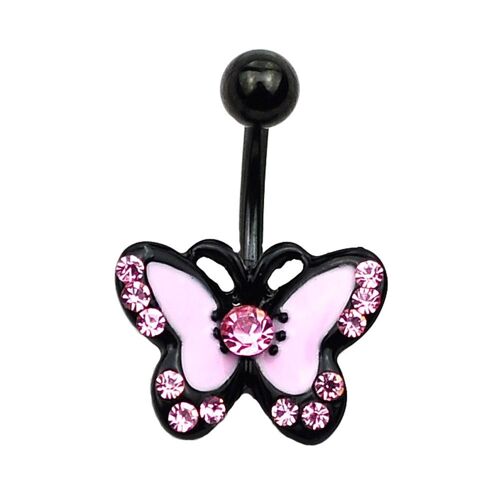 Femmes Strass Papillon Acier Inoxydable Corps Piercing Nombril Nombril Anneau 