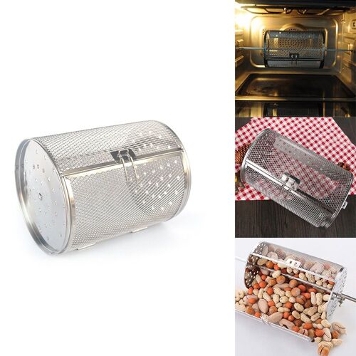 Acier Inoxydable Rôtissoire Gril Torréfacteur Tambour Four Panier Cuisson Four Rôti Cuisson Rotatif Noix Haricots Cacahuètes Panier Barbecue Grill