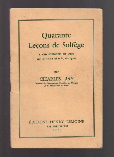 Quarante Lecons De Solfege A Changements De Cles Sur Les Cles De Sol Et Fa 4e Ligne Avec Accompagnement De Piano
