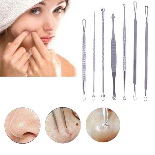 3 Pièces/7 Pièces Points Noirs Aiguilles Décapant Outil Acné Défaut Aiguille Bouton Spot Extracteur Maquillage Visage Nettoyage Outils 