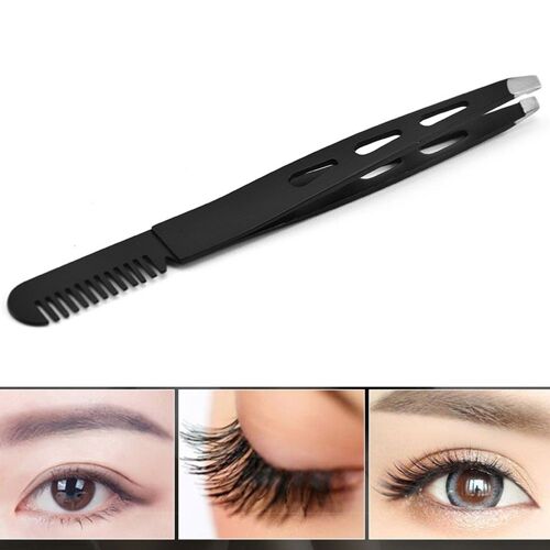 1pc Multifonctionnel Sourcil Pince Cheveux Beauté Inclinée Extracteur 2 En 1 Acier Inoxydable Sourcils Clips Brosse Peignes Sourcil Outil 