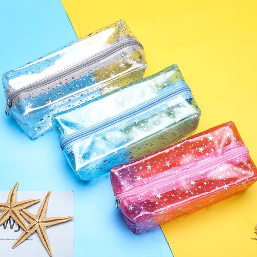 Mode Transparent Pvc Maquillage Pochette Cosmétique Outils Organisateur Étanche Femmes Fermeture Éclair Cosmétique Trousse De Toilette Pour Voyage