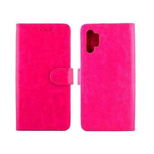 Flip Étui Pour Samsung Galaxy Note10 Plus Antichoc Titulaire De La Carte Bicelle Cuir Pu Fermeture Magnétique - Rose Rouge