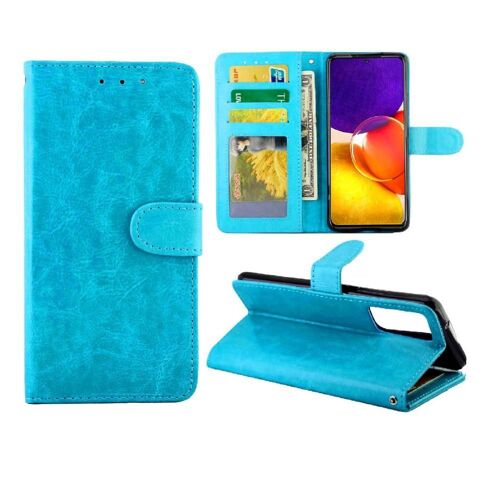 Flip Étui Pour Samsung Galaxy Quantum 2 Antichoc Bicelle Fermeture Magnétique Titulaire De La Carte Cuir Pu - Bleu