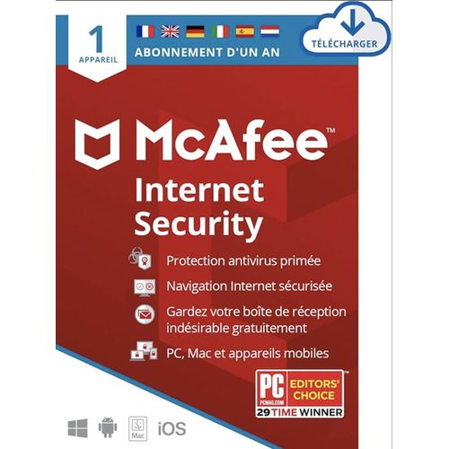 Mcafee Internet Security 2024 ( 1 An / 10 Appareils Windows/Mac/Android ) - Version Dématérialisée