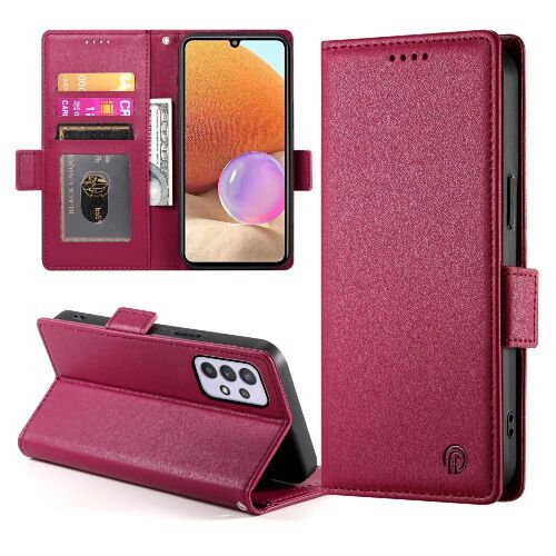 Flip Étui Pour Samsung Galaxy A32 4g Portefeuille Emplacements Pour Cartes Affaires Flip Utilisation Quotidienne - Rouge