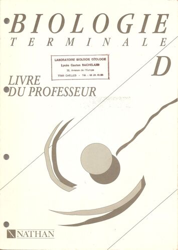 Biologie-Géologie, Terminale D - Livre Du Professeur