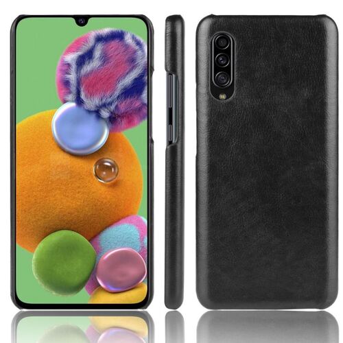 Rétro Étui Pour Samsung Galaxy A90 5g Compatibilité Modèle De Litchi Housse De Protection Rétro Anti Éraflure - Noir