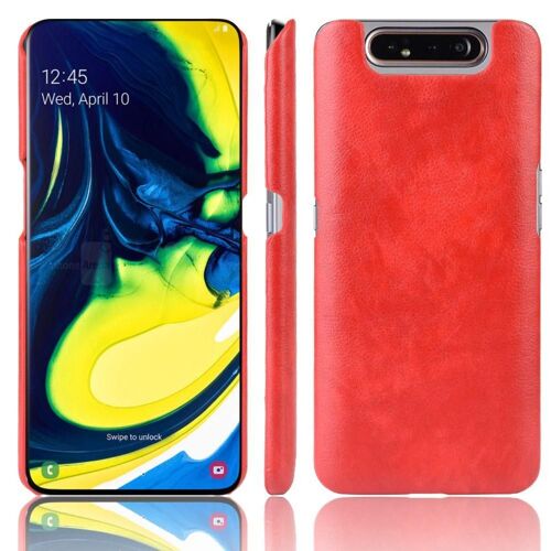 Rétro Étui Pour Samsung Galaxy A80 Anti Éraflure Compatibilité Rétro Housse De Protection Modèle De Litchi - Rouge