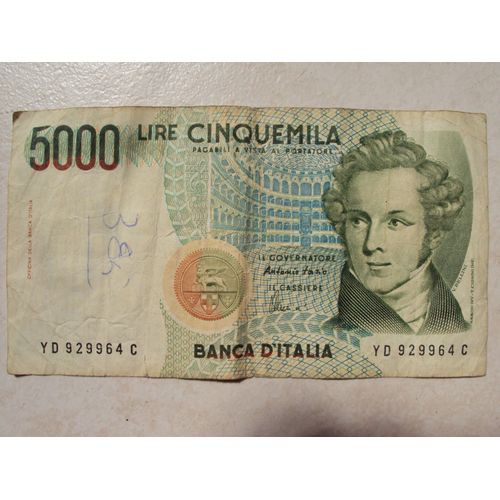 Italie...Billet De 5000 Lire.