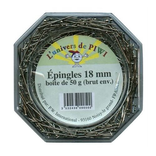 Boite De 50grs Épingles 18mm En Acier P.W.I. 609050 Pour Polystyrène Lot De 2