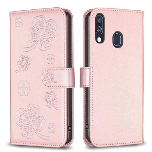 Flip Étui Pour Samsung Galaxy A40 Titulaire De Fentes Pour Cartes Kickstand Multi-Couleur Cuir Pu Fleur De Trèfle Portefeuille - Couleur Rose