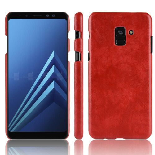 Rétro Étui Pour Samsung Galaxy A8 Plus 2018/ A7 Plus Housse De Protection Rétro Modèle De Litchi Compatibilité Anti Éraflure - Rouge