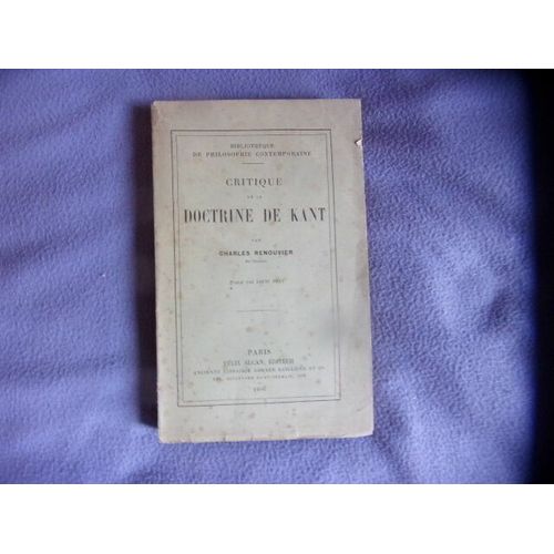 Critique De La Doctrine De Kant