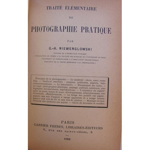 Traité Elémentaire De Photographie Pratique (Relié Lycée Saint-Louis)