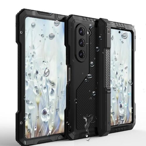 Gangxun Étui Pour En Métal Samsung Galaxy Z Fold 5 Protection De Charnière Support Robuste De Devoir Chantier Lourd Avec Baillou Porte-Stylo - Noir