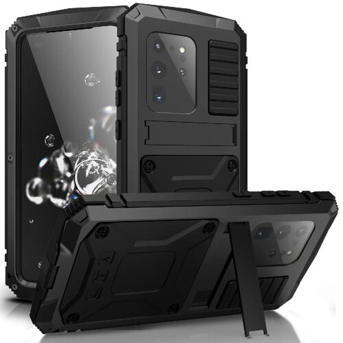 Métal Étui Pour Samsung Galaxy S20 Plus Protecteur D'écran En Verre Chantier Lourd Avec Baillou Housse De Protection Intégrale 360 - Noir