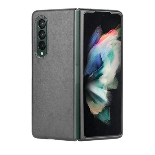 Rétro Étui Pour Samsung Galaxy Z Fold3 Rétro Modèle De Litchi Anti Éraflure Compatibilité Housse De Protection - Noir