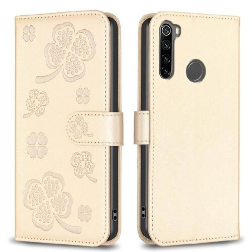 Xiaomi Redmi Note 8 Étui Pour À Basdernier Multi-Couleur Portefeuille Fleur De Trèfle Cuir Pu Titulaire De Fentes Pour Cartes Kickstand - Doré