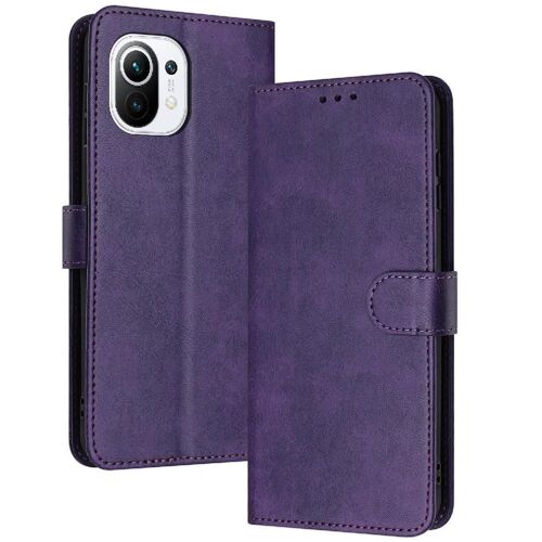Flip Étui Pour Xiaomi 11 Lite 5g Ne Avec Boucle Avec Fente Pour Carte Couleur Pure Bicelle Cuir Pu - Violet