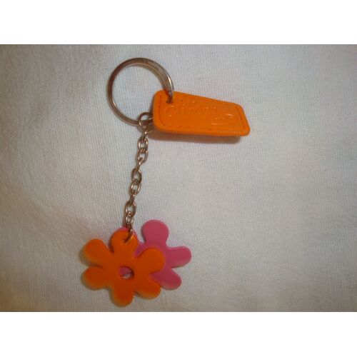 Porte Clés Corolle Les Chéries 2 Fleurs Simili Cuir Orange Et Rose