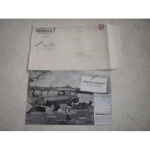 Catalogue Prairie Renault Sous Enveloppe Renault 1953