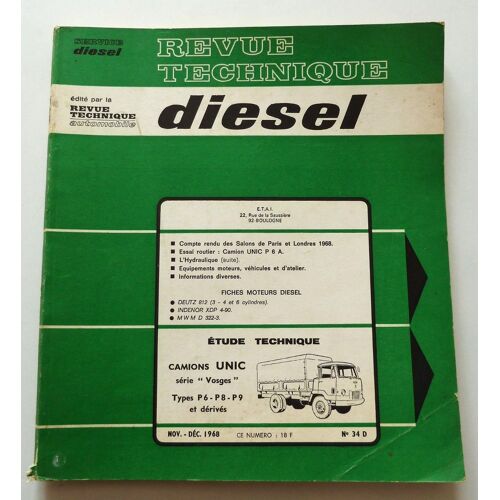 Revue Technique Diesel N°34 - Camions Unic Série Vosges