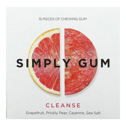 Simply Gum Chewing-Gum, Cleanse, Pamplemousse, Figue De Barbarie, Cayenne, Sel De Mer, 15 Pièces